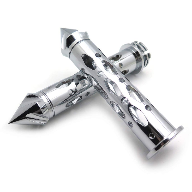 XKMT-Chrome CNC Billet 7/8" 22mm Spike Car Ends Hand Grips Compatible with Suzuki GSXR Hayabusa Yamaha FZR YZF 600 R1 R6 [B01G80SELW] - Image 3